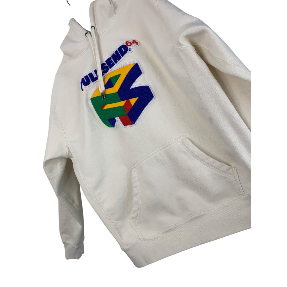 Full Send 64 Hoodie Cream L/G Cotton Blend EUC Pullover 8729 Thick Sweatshirt